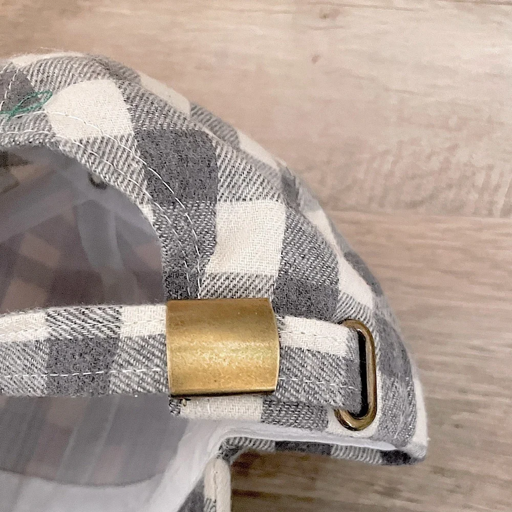 🌺 Cocus Pocus Buffalo Check Classic Gray & White Gingham Baseball Cap